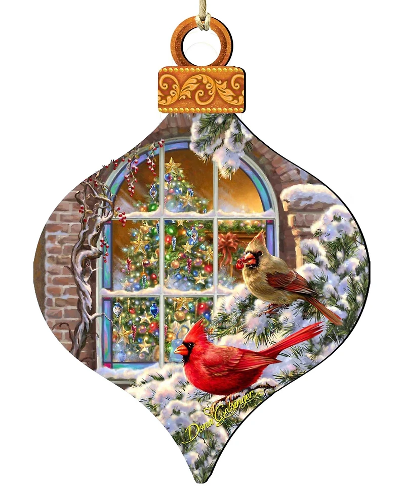 Designocracy Winter House Cardinals Holiday Ornament
