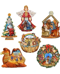 Designocracy Nativity Wooden Clip-on Ornaments, Set of 6