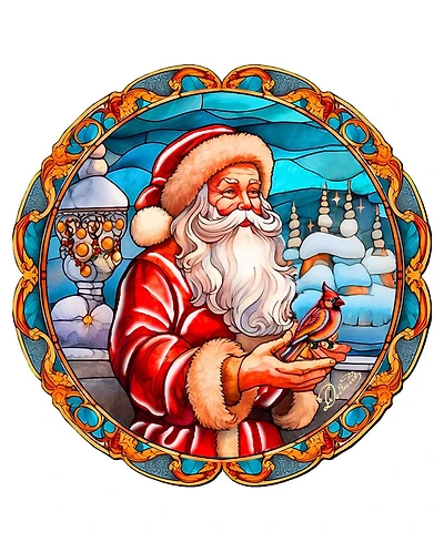 Designocracy Santa with Red Cardinal Holiday Decor