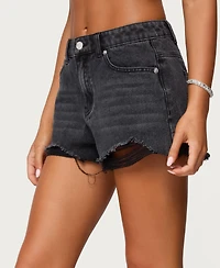 Edikted Women's Fern Mid Rise Denim Shorts