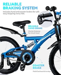 16" Kids Bike with Adjustable Seat, Dual Brakes, Suspension and Training Wheels for Ages 4–7
