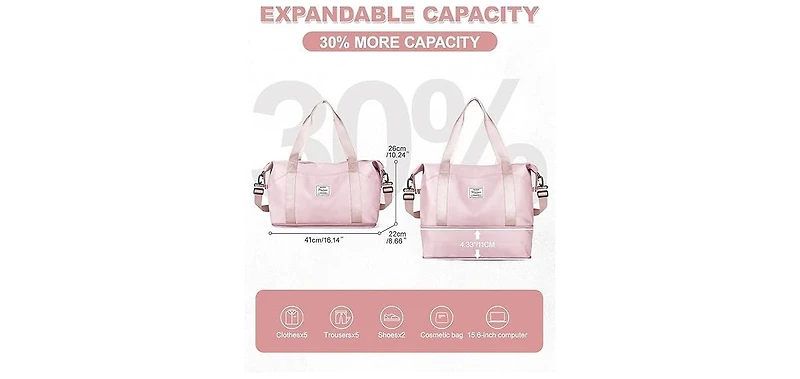 Travel Duffel Bag, Sports Tote Gym Bag, Shoulder Weekender Overnight Bag for Women