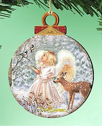 Designocracy Woodland Angel Deer Christmas Ornament
