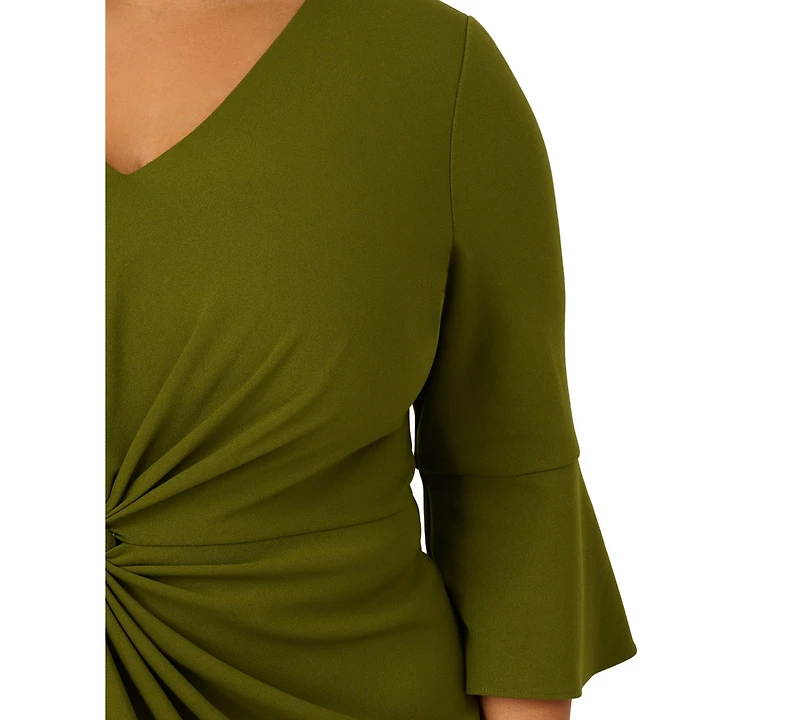 Adrianna Papell Plus Velvet Bell Sleeve Short Dress