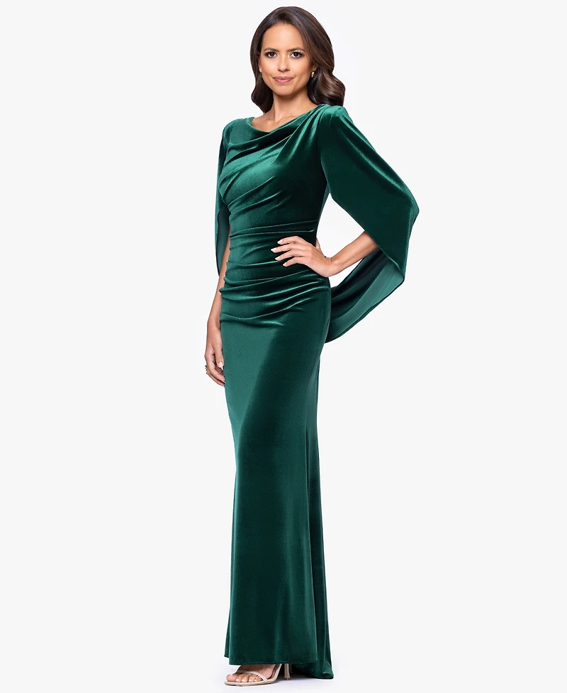 B&A By Betsy and Adam Petite Long Drape Back Dress