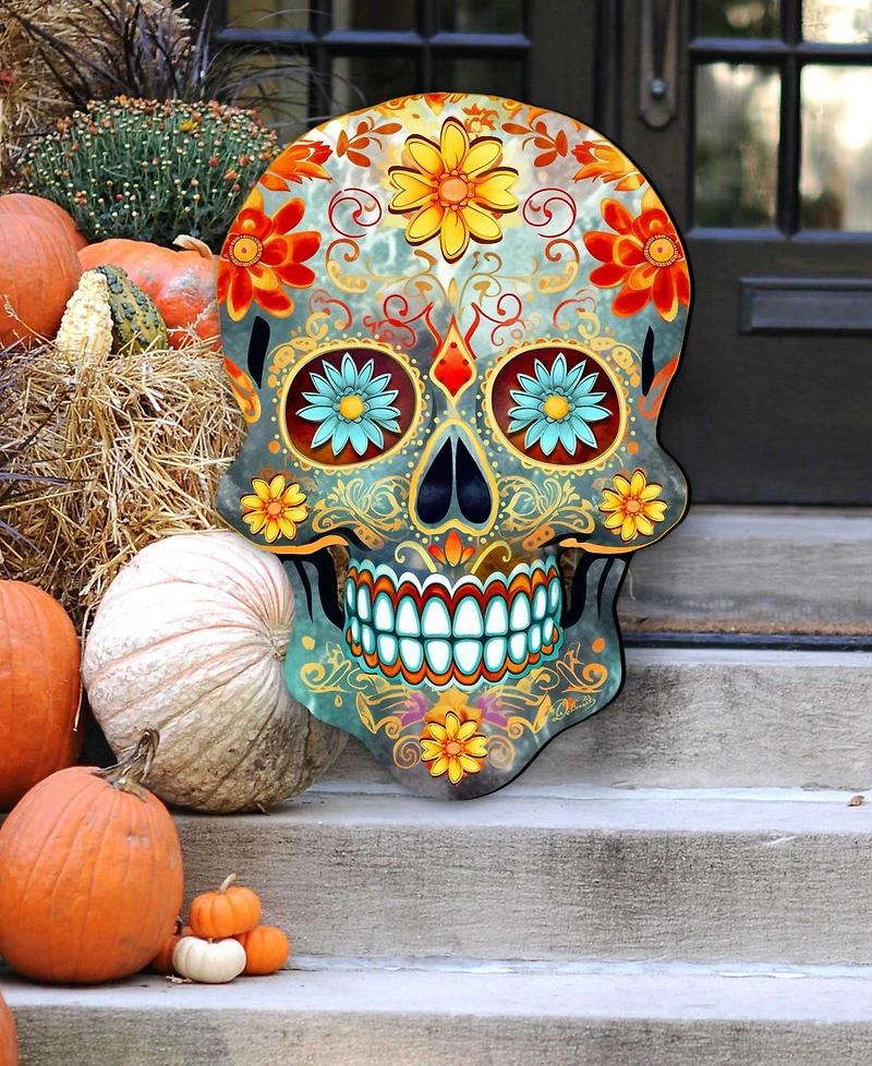 Designocracy Sugar Skull Holiday Door Decor