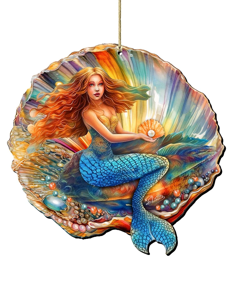 Designocracy Mermaid in the Shell Christmas Ornament