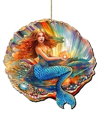 Designocracy Mermaid in the Shell Christmas Ornament