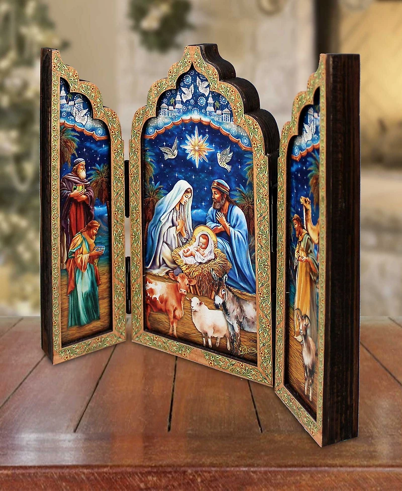 Designocracy Christmas Story Wood Tabletop Triptych