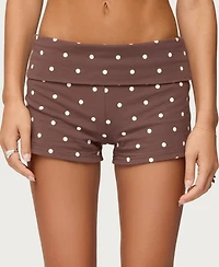 Edikted Womens Chelsie Polka Dot Foldover Shorts