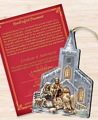 Designocracy Nativity Chapel Wood Christmas Ornament