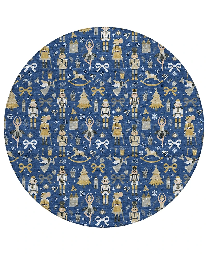 Addison Holiday Washable Indoor/Outdoor ACN1827 8'x8' Round Area Rug