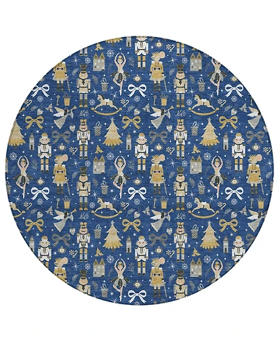 Addison Holiday Washable Indoor/Outdoor ACN1827 8'x8' Round Area Rug