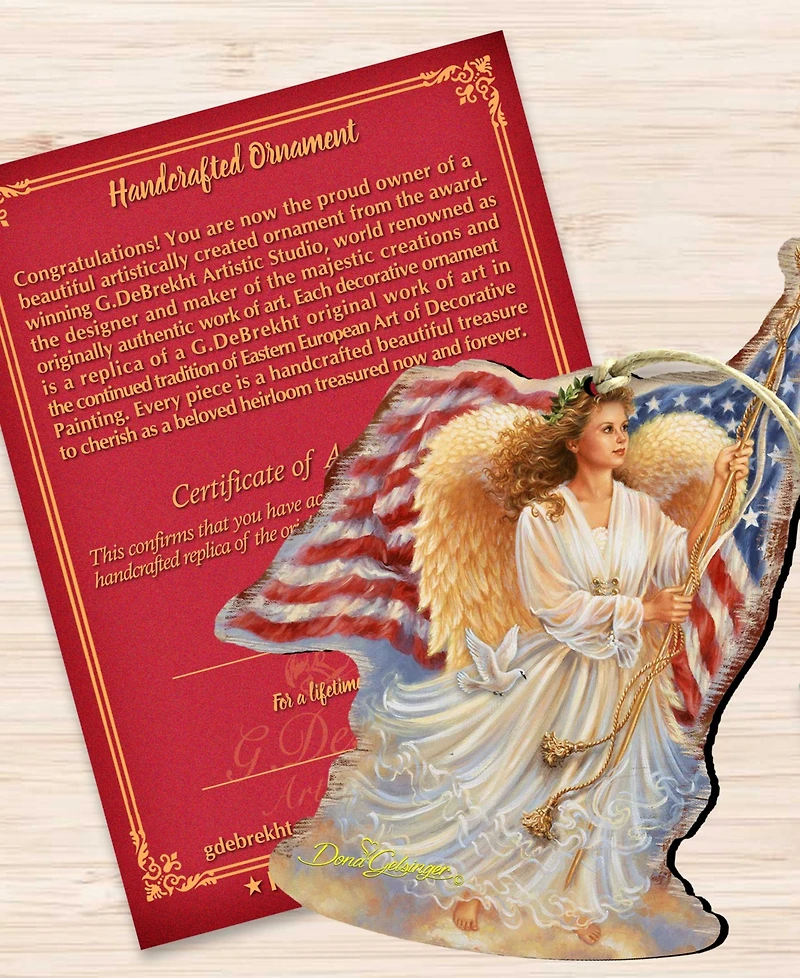 Designocracy American Angel Wooden Ornament
