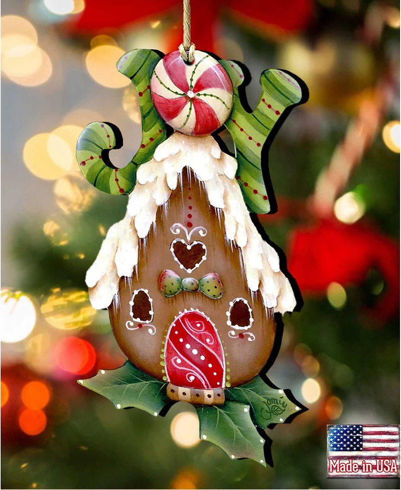 Designocracy Joy Gingerbread House Holiday Ornament