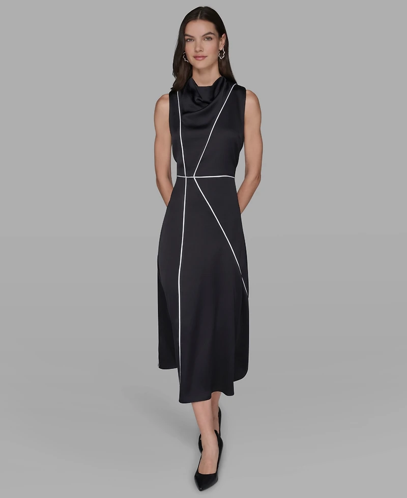 Karl Lagerfeld Paris Women's Mock Neck Midi Dress