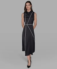 Karl Lagerfeld Paris Women's Mock Neck Midi Dress