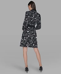 Karl Lagerfeld Paris Women's Printed Collared Shirt Dress