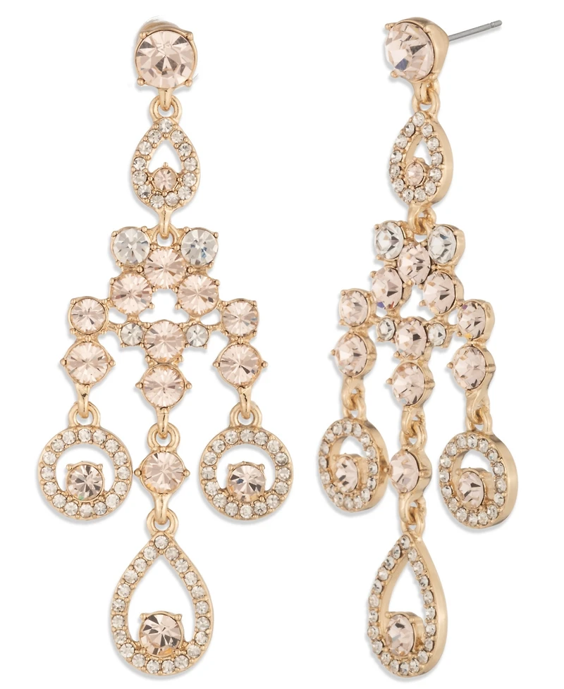 Givenchy Gold-Tone Crystal Pave Pear Chandelier Earrings