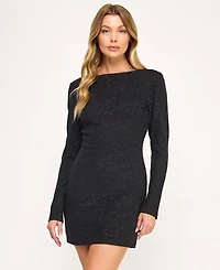 City Studios Juniors' Glitter Knit Long Sleeve Dress
