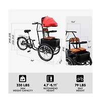 Artudatech 20 inches Pet Dog Cart Tricycle Shopping Three Wheel Tricycle with Sunshade