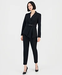 Tahari Asl Women's Belted Asymmetrical Jacket & Slim-Fit Pantsuit Set
