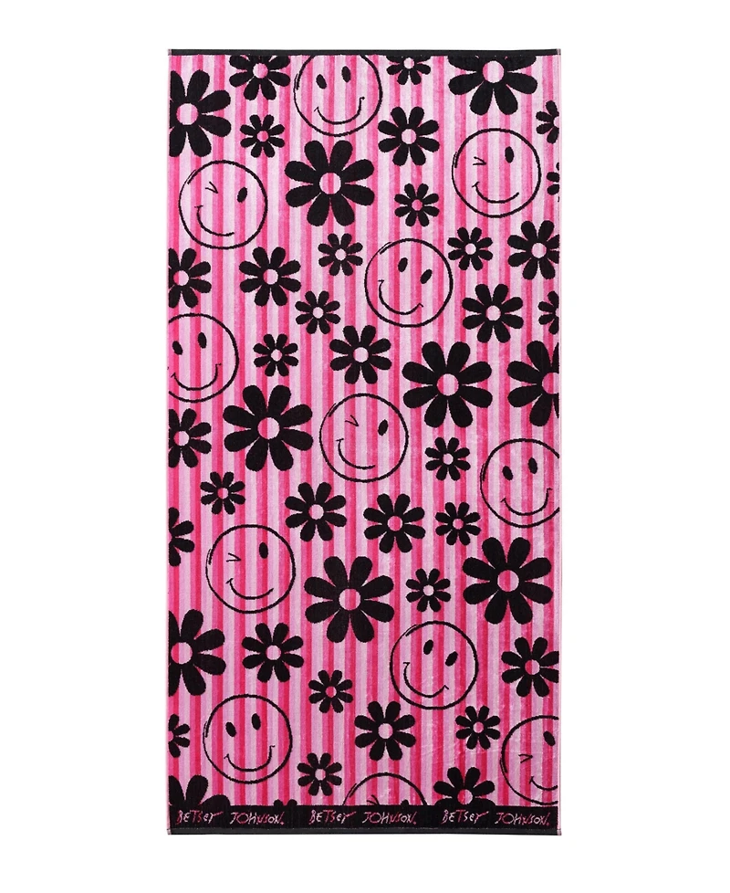Betsey Johnson Smiley Daisy Printed Cotton Blend Beach Towel