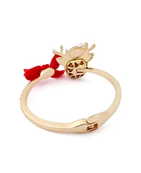 Betsey Johnson Faux Stone Santa Baby Reindeer Bow Bangle Bracelet