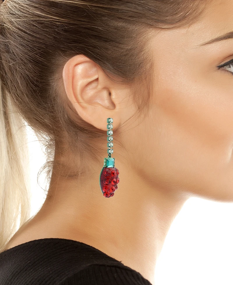 Betsey Johnson Faux Stone Santa Baby Christmas Lights Earrings