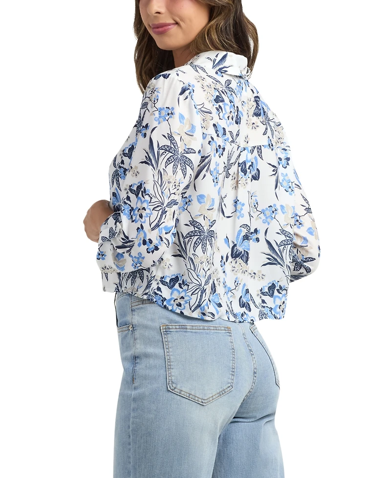 Bcx Women's Resort Button Front Boarder Shirt