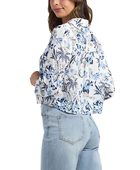 Bcx Women's Resort Button Front Boarder Shirt