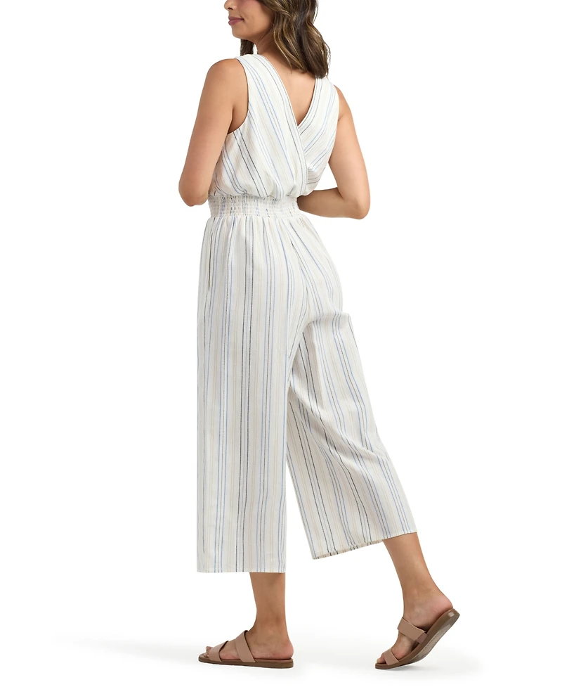 Bcx Women's Resort Stripe Smocked Waist Jumpsuit