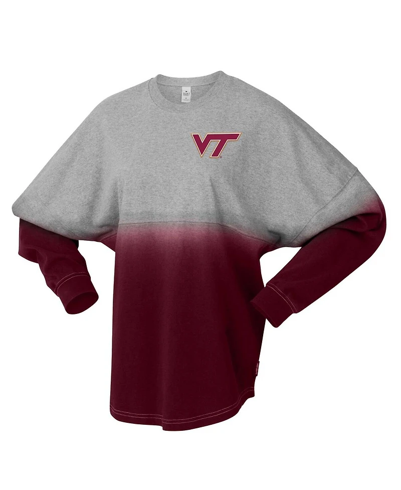 Spirit Jersey Men's and Women's Maroon/Gray Virginia Tech Hokies Ombre Long Sleeve T-Shirt