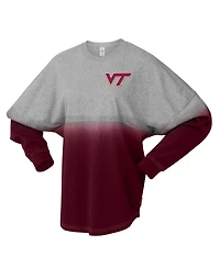 Spirit Jersey Men's and Women's Maroon/Gray Virginia Tech Hokies Ombre Long Sleeve T-Shirt