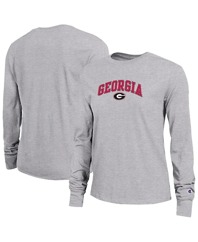 Champion Women's Gray Georgia Bulldogs Arch Over Logo Long Sleeve T-Shirt