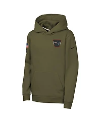 Nike Big Boys and Girls Olive New England Patriots 2025 Salute to Service Club Fleece Hoodie