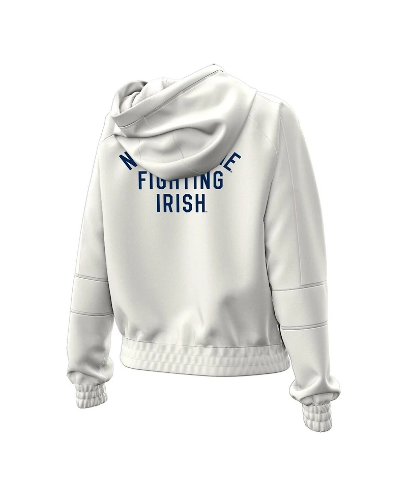 Under Armour Women's Natural Notre Dame Fighting Irish Gameday Rival Fleece Full-Zip Cropped Hoodie