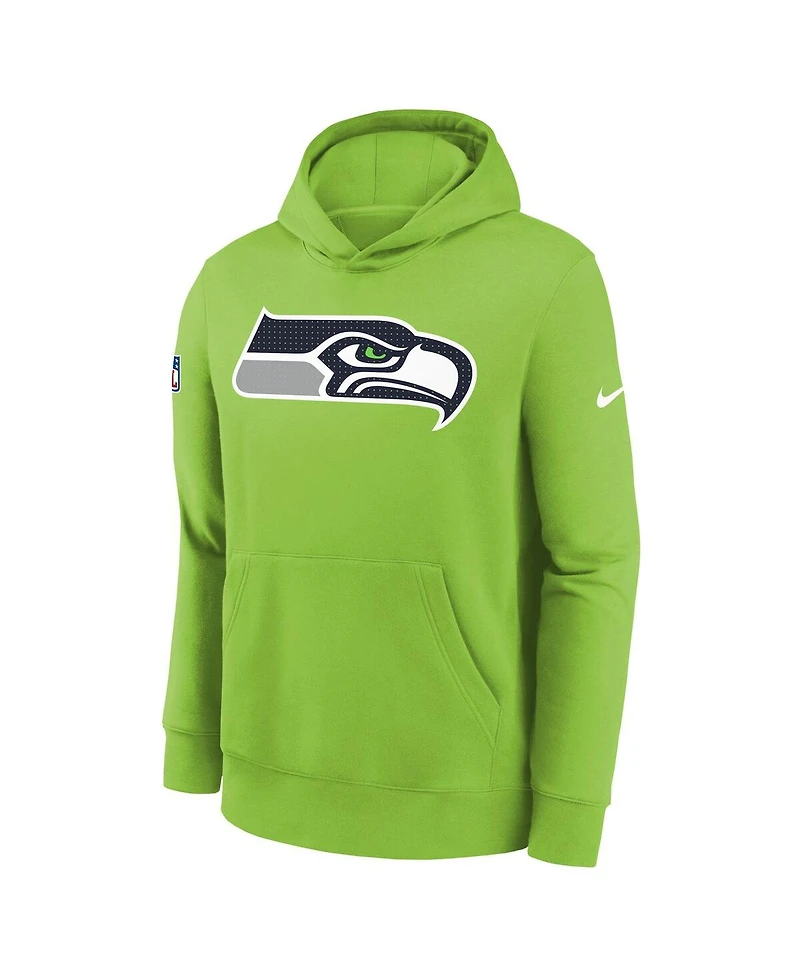 Nike Big Boys and Girls Neon Green Seattle Seahawks Sideline Club Fleece Hoodie