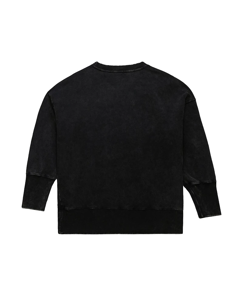 Mitchell & Ness Women's Black Philadelphia Eagles Delineate Mineral Wash Crewneck Sweatshirt