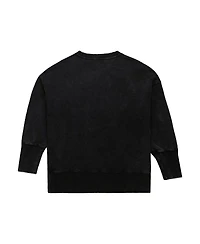 Mitchell & Ness Women's Black Philadelphia Eagles Delineate Mineral Wash Crewneck Sweatshirt
