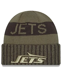 New Era Men's Dark Green New York Jets 2025 Salute to Service Cuffed Knit Hat