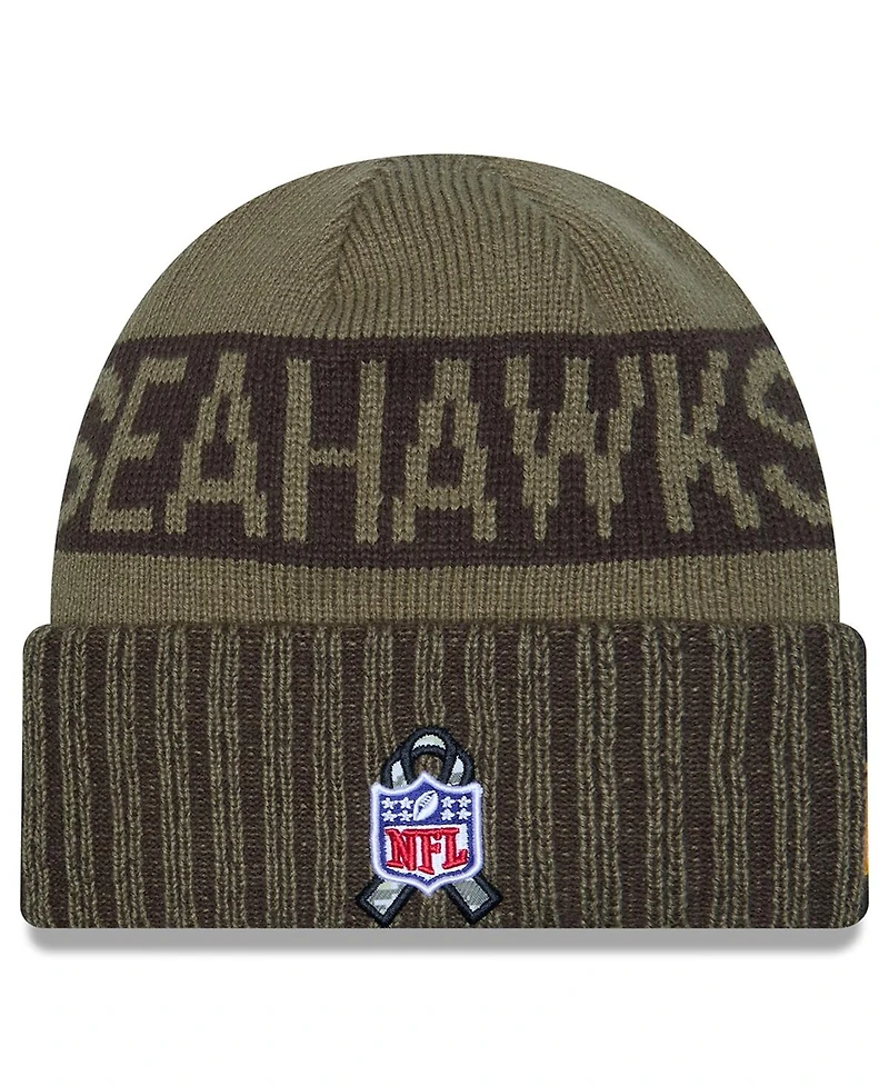 New Era Men's Dark Green Seattle Seahawks 2025 Salute to Service Cuffed Knit Hat