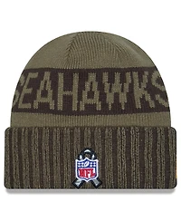 New Era Men's Dark Green Seattle Seahawks 2025 Salute to Service Cuffed Knit Hat