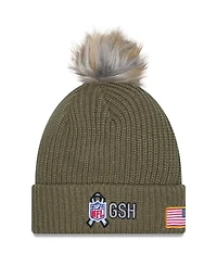 New Era Women's Dark Green Chicago Bears 2025 Salute to Service Cuffed Knit with Pom Hat