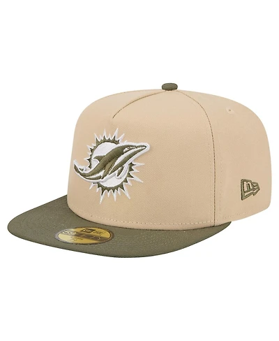 New Era Men's Beige/Olive Miami Dolphins Color Pack A-Frame 59FIFTY Fitted Hat