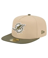 New Era Men's Beige/Olive Miami Dolphins Color Pack A-Frame 59FIFTY Fitted Hat