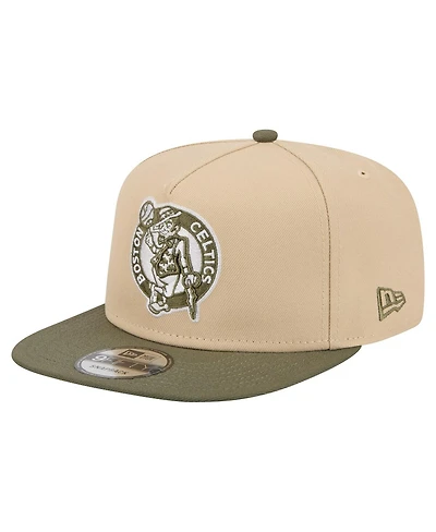 New Era Men's Khaki/Olive Boston Celtics Color Pack Two-Tone A-Frame 9FIFTY Snapback Hat