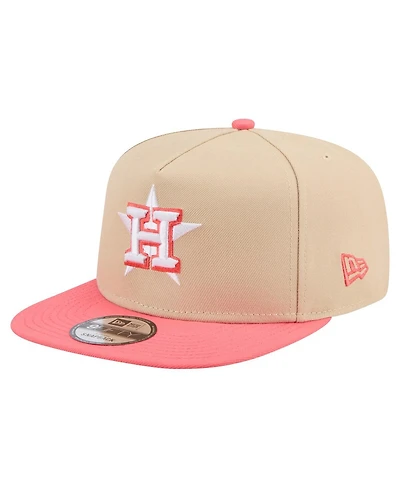 New Era Men's Light Beige/Coral Houston Astros Color Pack A-Frame 9FIFTY Snapback Hat