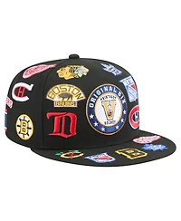 New Era Men's Black Original 6 Allover Logos 9FIFTY Snapback Hat