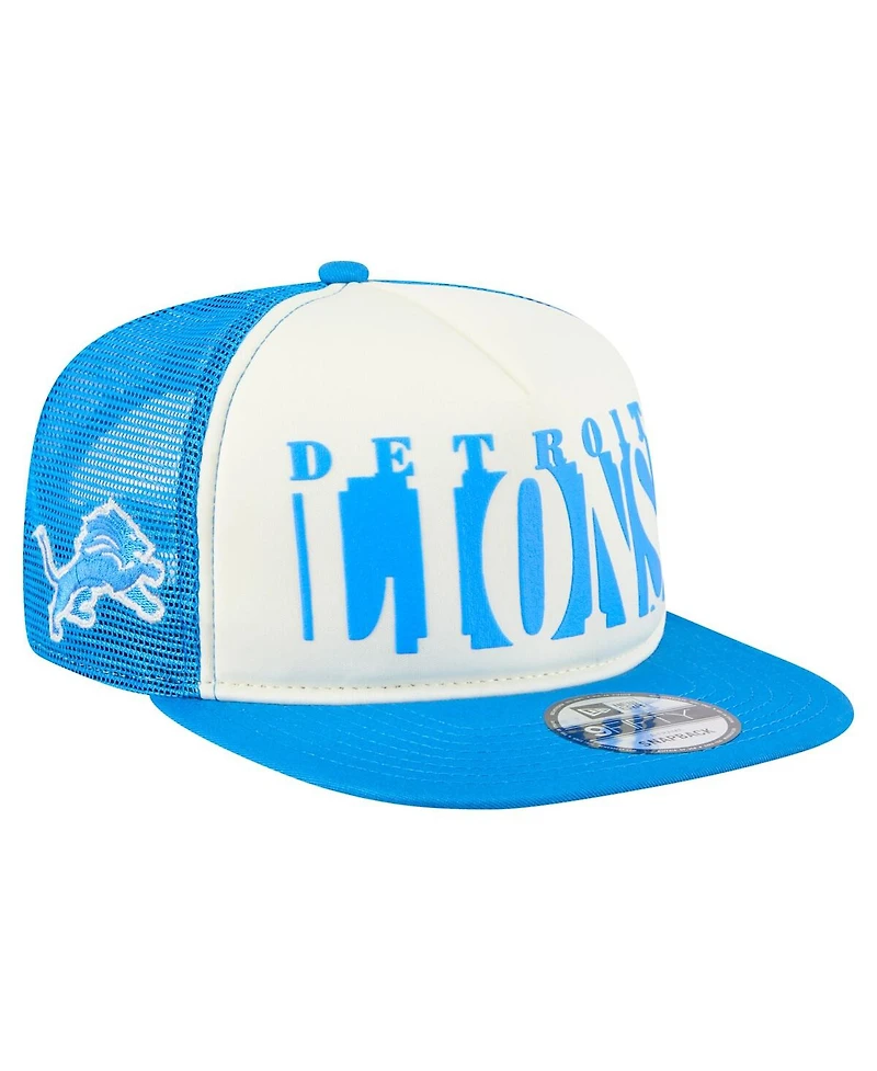 New Era Men's Cream/Blue Detroit Lions Cutout A-Frame 9FIFTY Snapback Hat